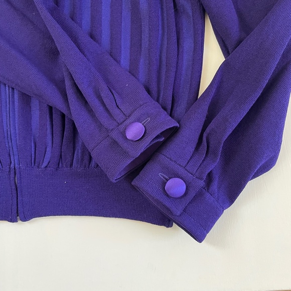 St John Santana Knit Jacket Women Royal Purple Y2K Large Old Money Preppy Logo - Picture 9 of 16